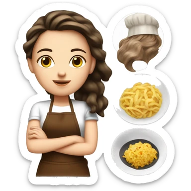 White girl, cute brunette cooking dinner sticker