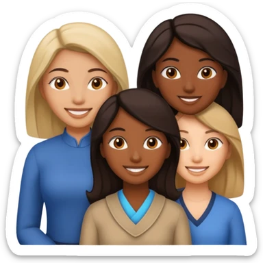 a group of 3 women, one is black, one is asian, one is indian sticker