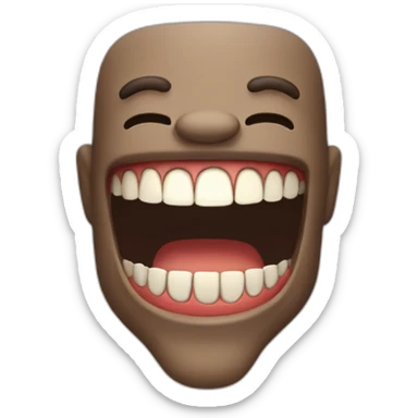 laughing human with sharp teeth sticker