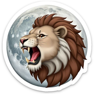Full snow moon with roaring lion sticker