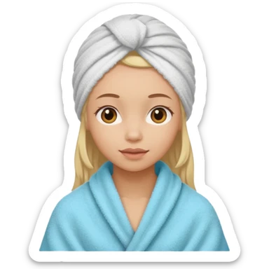 Face care girl hair covered with towel sticker