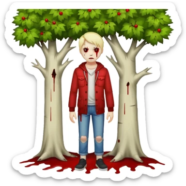 Dead body near tree blogs full body  sticker