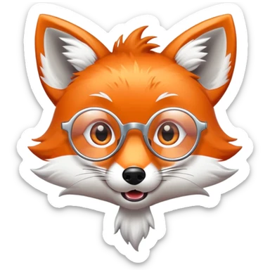 A surprised fox with sparkling fur, a glowing tail, a silver star on its forehead, and round glasses, with wide open mouth and eyes, looking shocked or scared. 🦊😱 sticker
