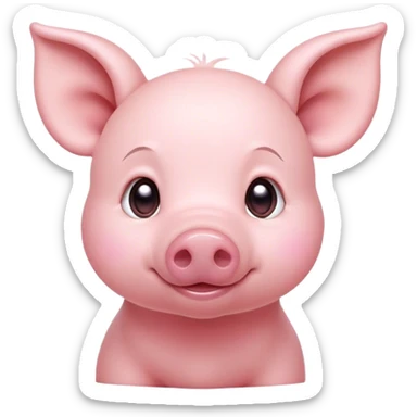 Cinematic Cute Piglet Portrait Emoji, Head tilted playfully and inquisitively, featuring a delicate rosy-pink hide with an adorably tiny snout and subtle sheen, round, sparkling beady eyes filled with boundless curiosity, Simplified yet irresistibly adorable features, highly detailed, glowing with a warm, friendly glow, high shine, affectionate and spirited, stylized with a touch of whimsical charm, bright and endearing, soft glowing outline, capturing the essence of a mischievous yet loving piglet, so playful it feels like it could nibble out of the screen and into your arms! sticker