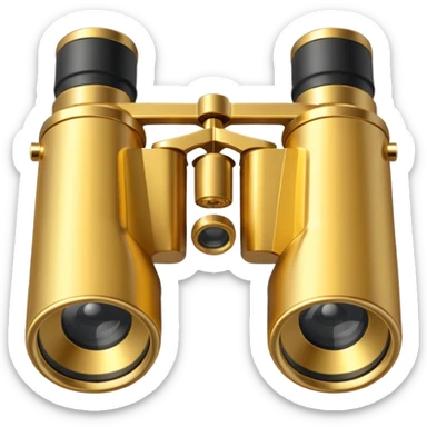 gold binoculars with large lenses simple eye holes and straight shaft sticker