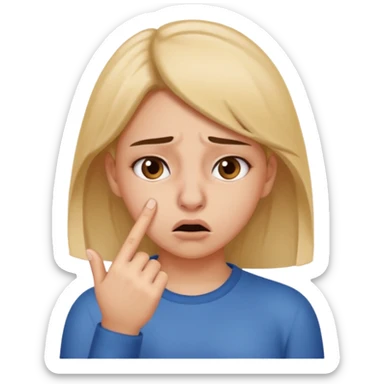 Create an emoticon. It needs to be a girl's face. She is blocking her nose to avoid the bad smell. sticker