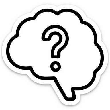 question mark inside brain sticker