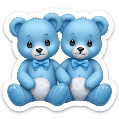sweet twin little blue bears with blue bow tie sitting sticker
