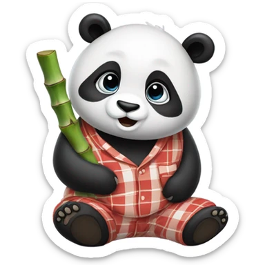 Panda with bamboo in plad pj pants sticker