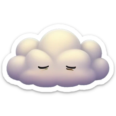 Create an emoji depicting a mystical cloud floating in a night sky, softly glowing with the light of the moon. Tiny, cute stars twinkle around the cloud, and the entire scene is surrounded by an aura of calm and mystery sticker