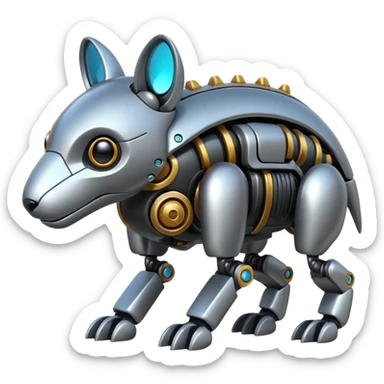 Futuristic mechanical alloy animal-creature sticker