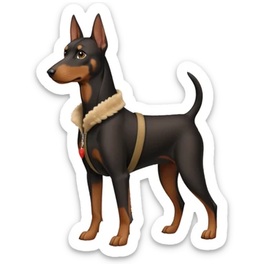 Doberman with clothes on sticker