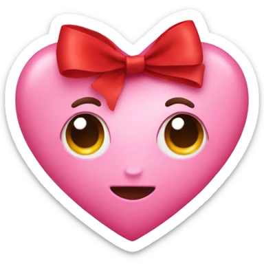 Pink heart with red bow sticker