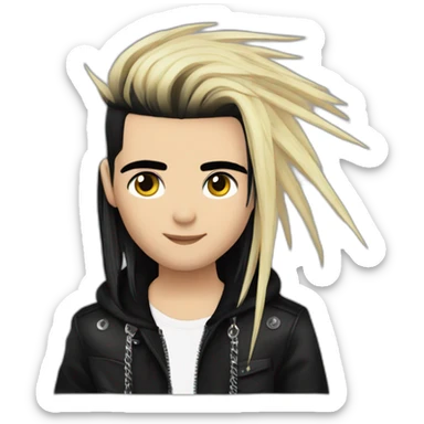 Bill Kaulitz black hair down with blonde highlights emo sticker