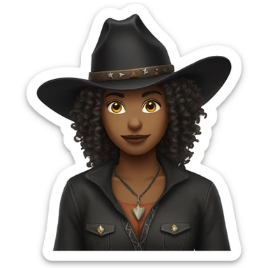 cowboy witch curly hair sticker