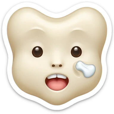 wisdom tooth with a cute face, blind eyes, shy expression sticker