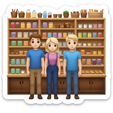 2 grown characters + small shop sticker