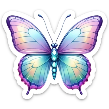 Sparkly glossy Pastel iridescent glass crystal butterfly sticker
