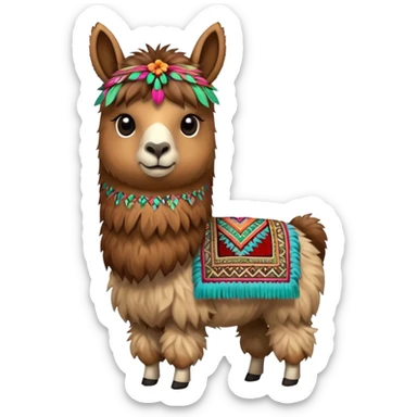peruvian llama with andean details sticker