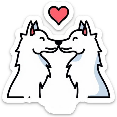 couple of white wolves in love sticker