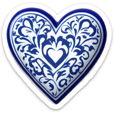 Heart with blue deruta pattern sticker