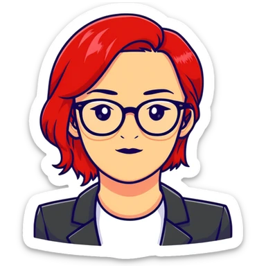 woman with glasses and fiery red hair sticker