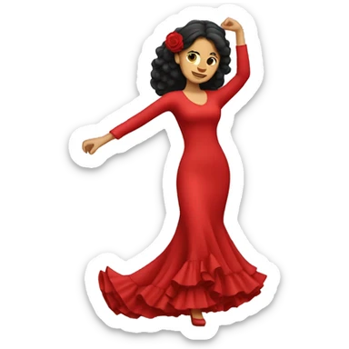 Spanish woman with flamenco red dress dancing sticker