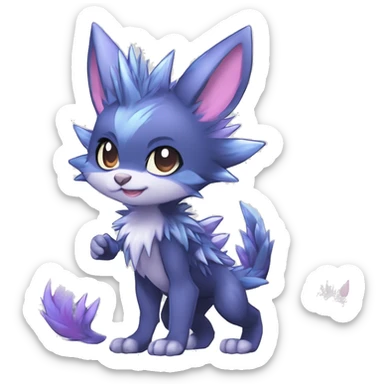 Anthro Scalie Spiky Cool Edgy Magical Shiny Colorful Pastel Sparkle Kemono-style Chibi Fantasy-Animal-Fakémon-Pokémon-Hybrid Fur Sona Aesthetic Full Body sticker