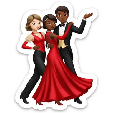 Ballroom dancing with girlred and boyblack  face two eachother  sticker