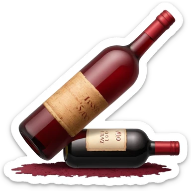 a wine bottle lying on its side rolling on the floor sticker