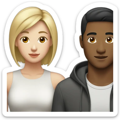 Young couple Black Asian man with a white woman with dark hair sticker
