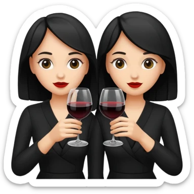 2 girls in black drinking wine sticker