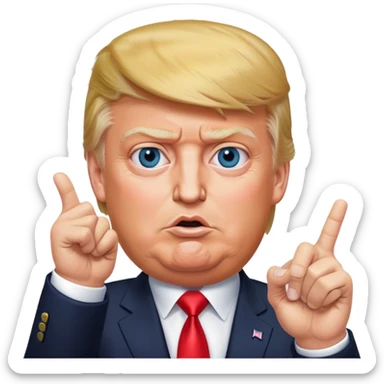 Super realistic Donald Trump pointing index finger up, realistic face sticker