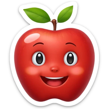 lububu cute expression, apple emoji style, simple bright, rounded, playful sticker