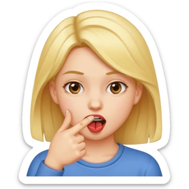 Chica mordiendose el dedo índice doblado sticker