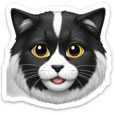 half Black and half white long hair cat with black bottom jaw sticker