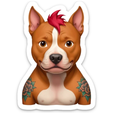 very tattoed pitbull dog with red spky hair sticker