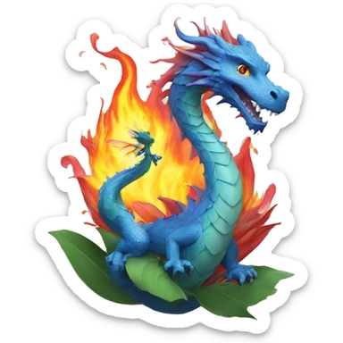 Flowers and dragon breathing fire sticker
