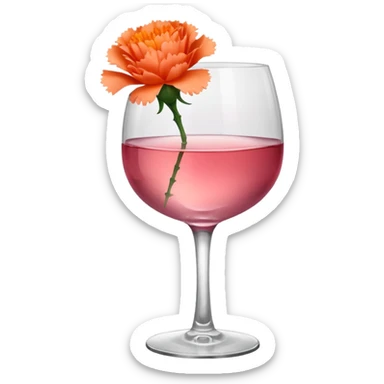 Pink wine with an orange carnation without a stem sticker