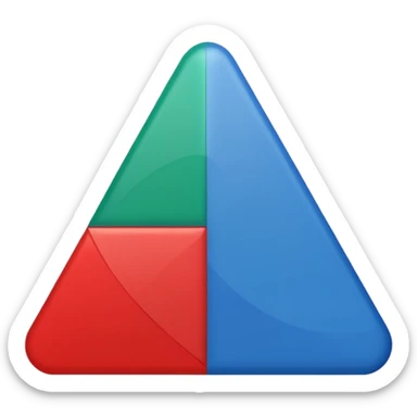 Green rectangle overlapping a red triangle and overlapping a blue oval. Horizontal aligned sticker