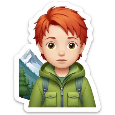 children's mountain clothes whit red hair sticker