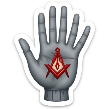 bloody grey hand with an occult symbol on the palm sticker