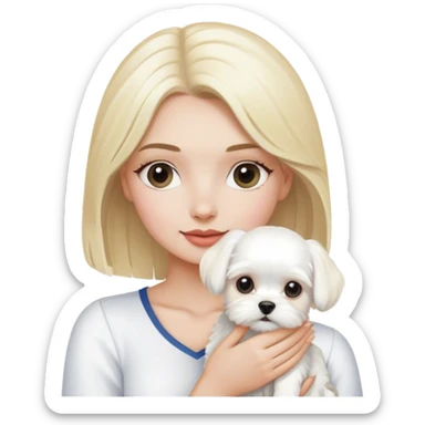 Blonde woman with white maltese sticker