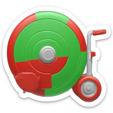 Drapeau avec roue de roulotte rouge sur fond bleu et vert sticker