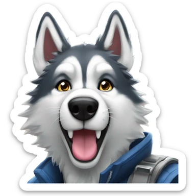 Lobo husky tomándose una selfie sticker
