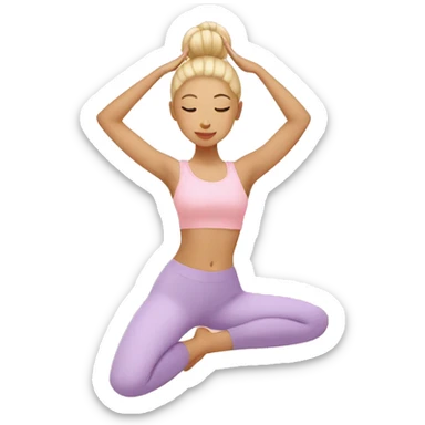 Pastel pink yoga with Asian blond girl sticker