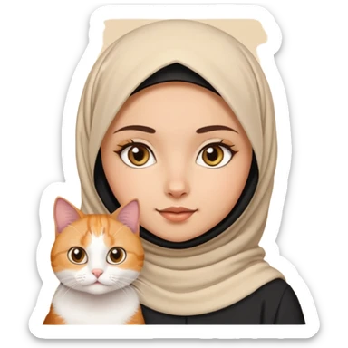 Cute calico cat with a muslim girl sticker
