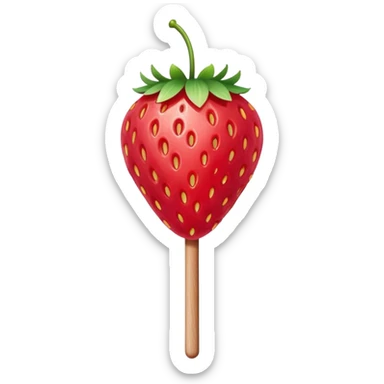 strawberry tanghulu on a wooden stick with shiny sugar coating sticker