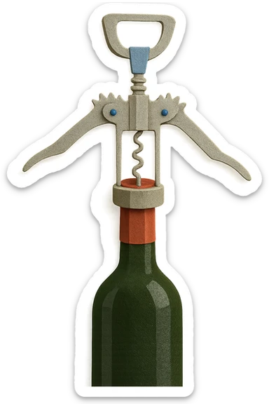steel wine opening step 1: removing capsule foil, realistic dark green wine bottle color, no background sticker