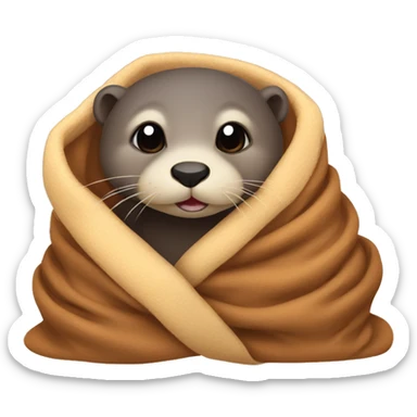 otter cozy in blanket sticker